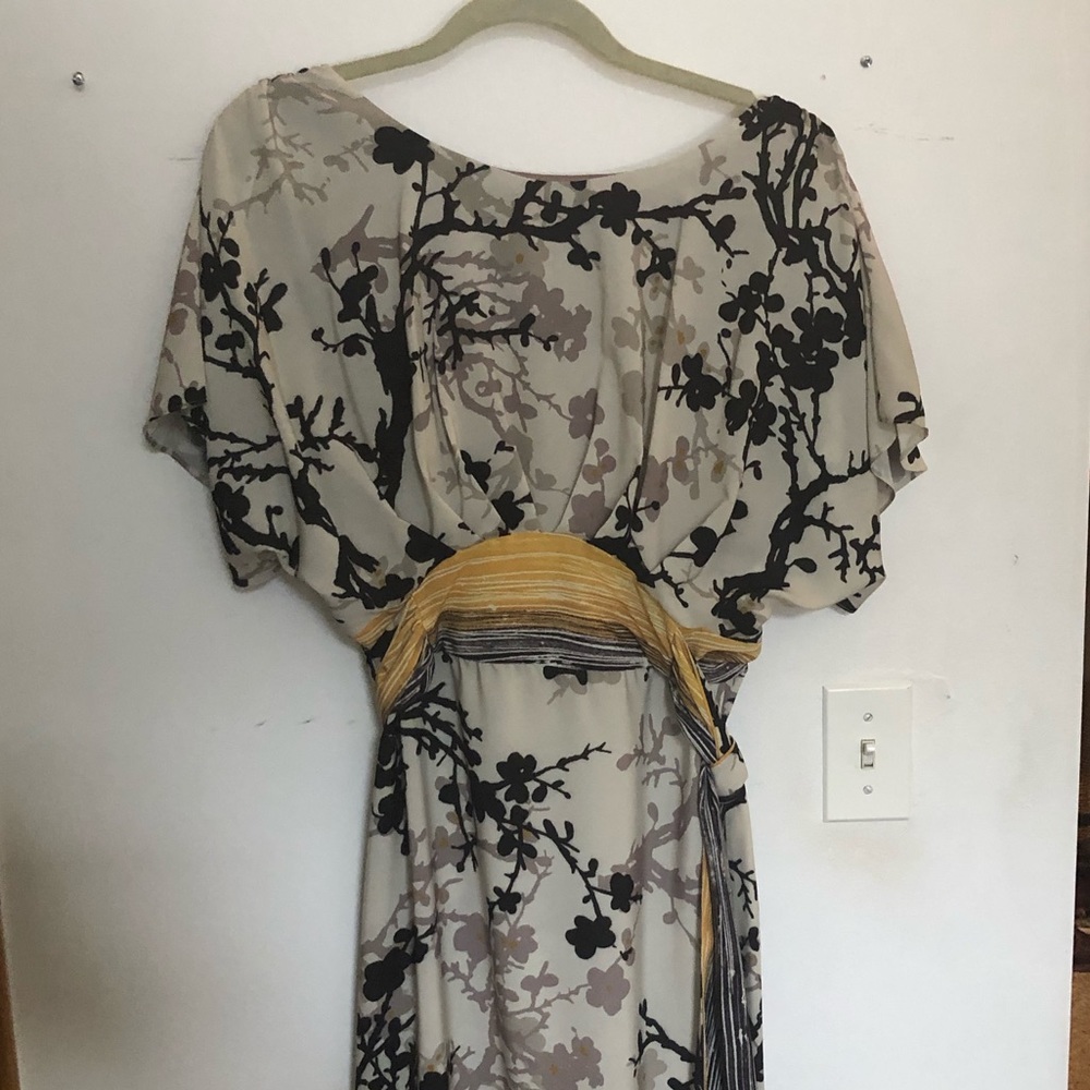 Cherry blossom print dolman sleeve long dress